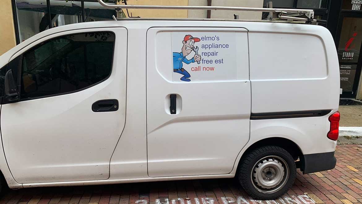 Elmo's Appliance Repair truck